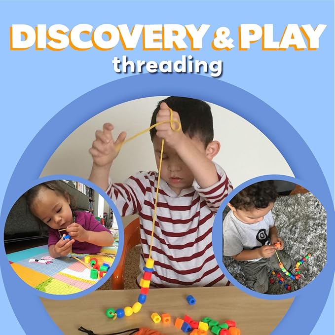 Skoolzy Lacing Beads 30 Pcs for Montessori Toys for 3 Year Old and Toddler Crafts Ages 2-4 with Beads for Kids Learning and Travel Activities Fine Motor Skills Toys