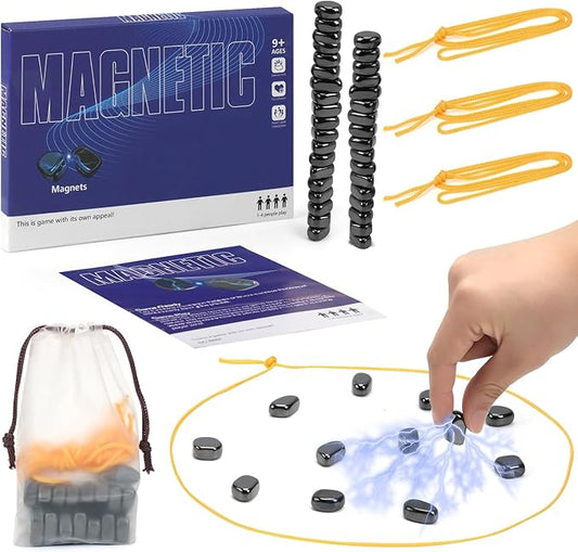 Magnet Game with 3 String, 36 Travel-Stones Magnetic Chess Game for Family & Party & Travel & Camping - Puzzle Strategy Games, Player Games for Kids & Adults (Age 9+)