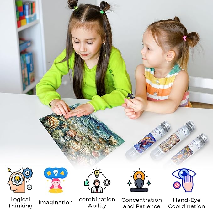 150 Pieces Mini Jigsaw Puzzles for Adults & Kids,6 x 4 Inches,Mini Puzzles,Travel Puzzle,Small Micro Puzzles,Challenging Difficult Puzzle,3 Pack Ocean Series
