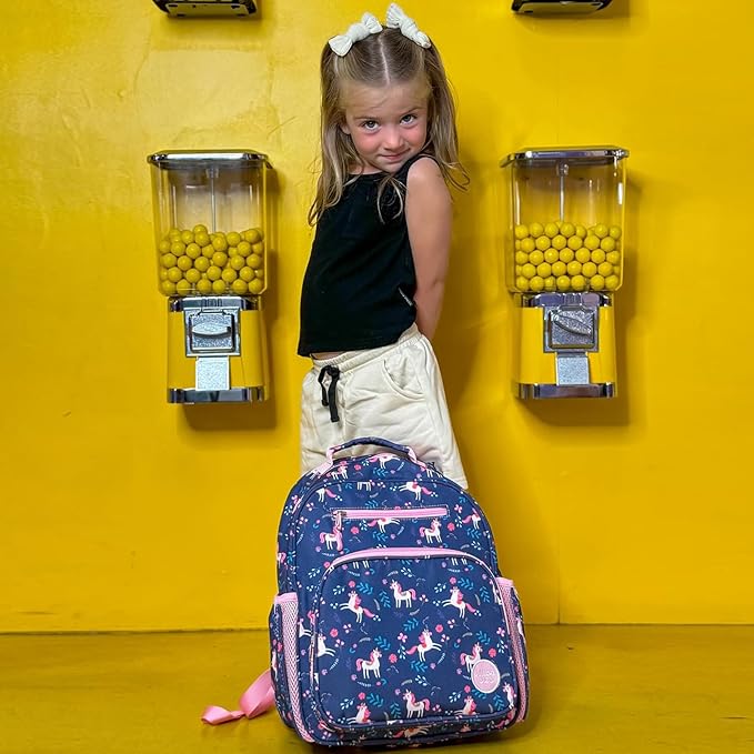 mibasies Kids Backpack for Girls: Girls Backpack 5-8 - Kindergarten Elementary School Bookbag for Girl - Unicorn