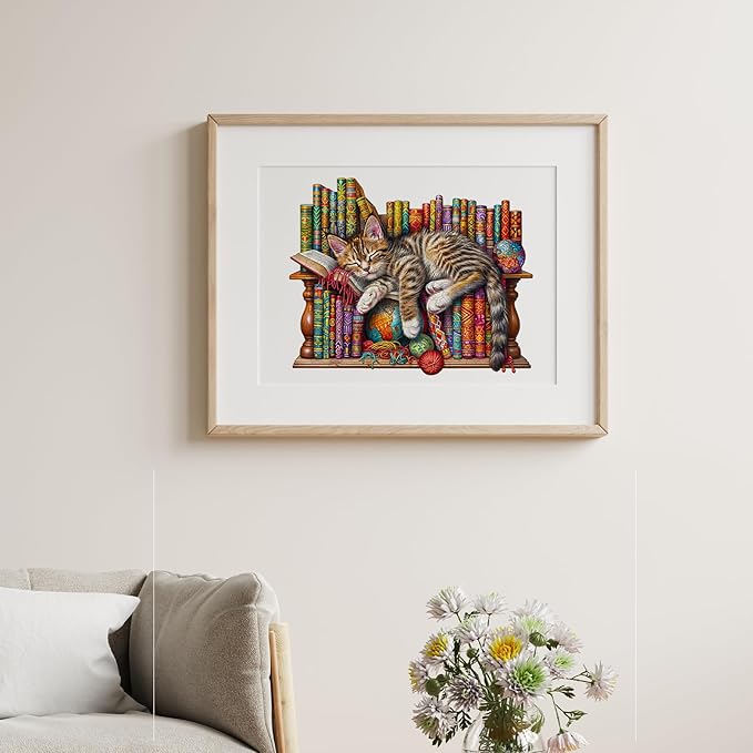 Jigfoxy Wooden Puzzles for Adults, Cat Wood Puzzles Adult, Unique Animal Shape Wooden Jigsaw Puzzles for Adults, Birthday Gifts for Puzzle Lovers, Family, Friend (M-11.4 * 9.2in-190pcs)