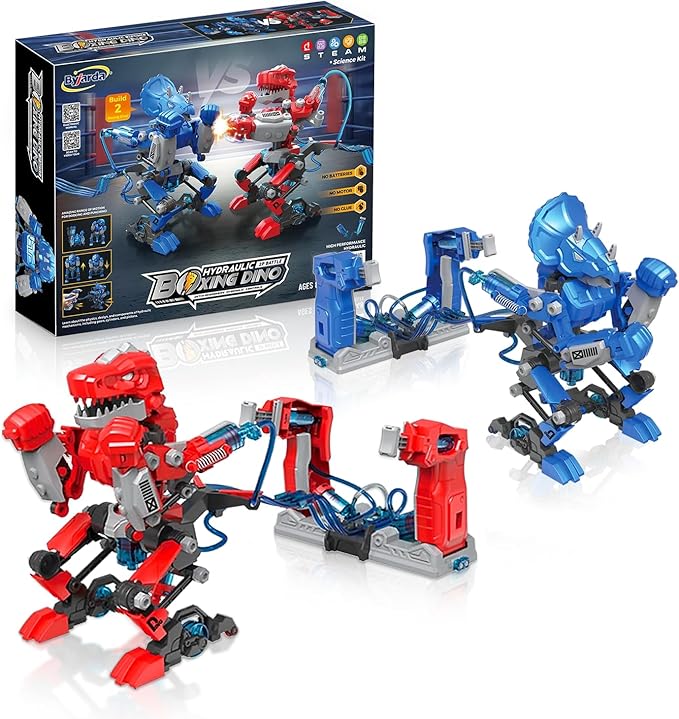 Hydraulic Boxing Bots, STEM Building Kit for Kids, Build 2 Hydraulic-Powered Battle Robots for Kids, STEM Educational Fighting Robots Toy Set, Gift for Birthday for Boys & Girls Ages 8-16