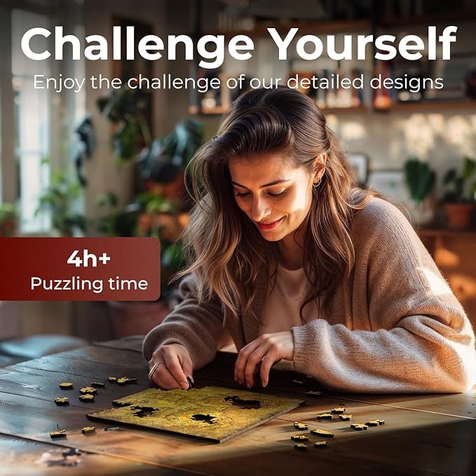 Crafthub Lord of The Rings Wooden Puzzles for Adults – A2 Size with 531 Pieces Wood Puzzles – Middle Earth Map – Jigsaw Puzzles with Unique Shapes – 15.2" x 15.4"