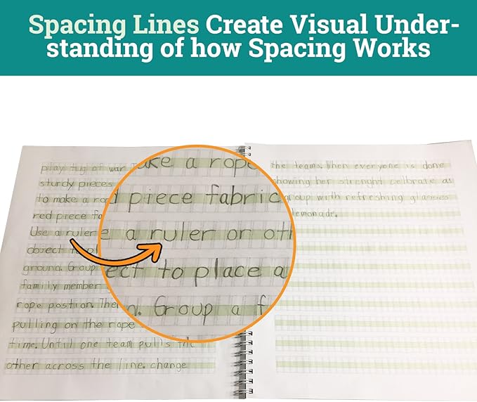 Channie’s Handwriting Improvement Spiral Notebook, Stylish Visual Writing & Printing Aid for Elementary School Students and Special Needs Kids & Teens, 120 Pages, Thick Paper, Size 10.5" x 9.5"