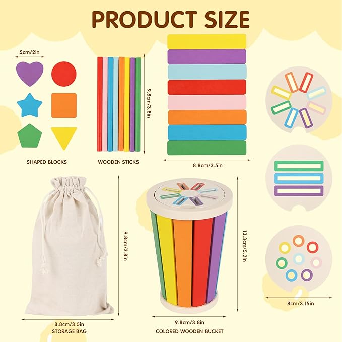 nunukuids Montessori Toys for 1+ Wooden Color Sorting Toys for Toddlers 1-3 Year Old Toddlers Fine Motor Skills Development Color Sorting Fun