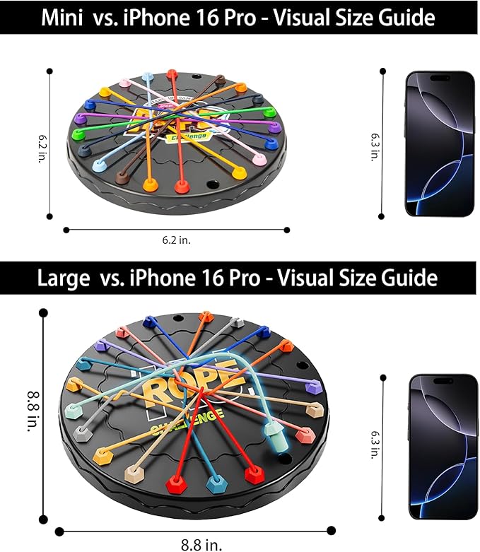 Rope Untangling Puzzle Game, Educational Strategy Board Game for Kids & Adults, Family Travel Party Games with Multi-Level Challenges, Gifts for All Ages(Large)