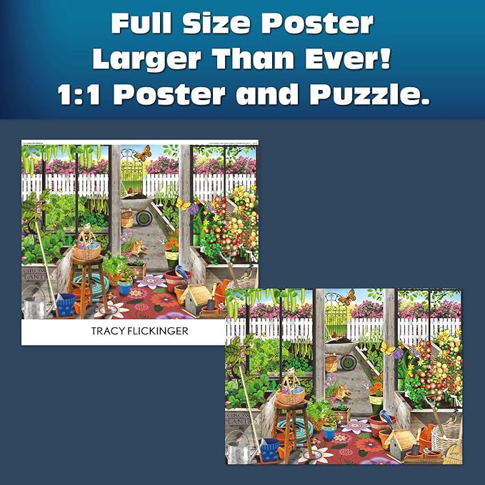 Buffalo Games - Sapphire Select - Tracy Flickenger - Garden Shed Greenhouse - 1000 Piece Jigsaw Puzzle – Challenging & Fun – Blue Core Puzzle Board – Giftable Display Box - Full Size Poster Included