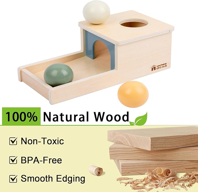 Adena Montessori Wooden Toy for 6-12 Month Baby 3 Balls,Sorting and Stacking Colorful Learning Education Toy for Toddler Kid 1-2 Year Old, Preschool Developmental Girl and Boy Gift
