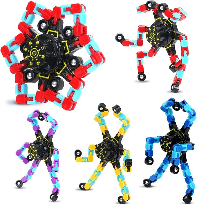 48PCS Glow Fidget Toys Bulk Transformable Fidget Spinner Party Gifts Travel Sensory Toys for Easter Basket Stuffers Birthday Party Favours School Rewards