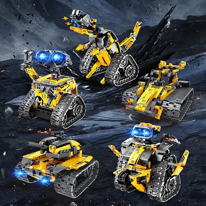 Robot Toys for Kids Building Set, 520 PCS App & Remote Control Robotics Kit, 5-in-1 RC Wall Robot Engineer Dinosaur Building Block Toy Gift for Kids 6 7 8 9 10 11 12+ Years Old Boys Girls