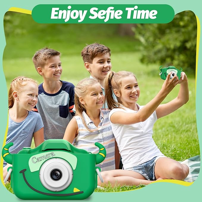 Goopow Kids Camera Toys for 3-8 Year Old Girls Boys,Children Digital Video Camcorder Camera with Cartoon Soft Cover, Best Chritmas Birthday Festival Gift for Kids - 32G SD Card Included