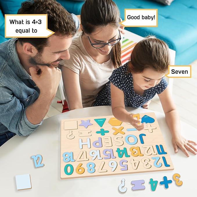 Personalized Name Puzzle for Toddlers 1-3 Wooden Alphabet Shape Number, Montesorri Toys for 1 Year Old 2 3 4 5, Customized Baby Gifts 1st Birthday for Girls & Boys Preschool Educational