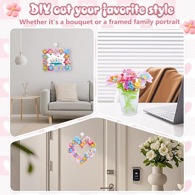 Fabric Flower Bouquets Toys DIY Craft Kits Toys for Kids Arts and Crafts for Kids Ages 4-5-6-7-8-10-12 Year Old Girl Birthday Gifts Making Bouquets Little Girl Kid's Gardening Set (DIY Flower Set)