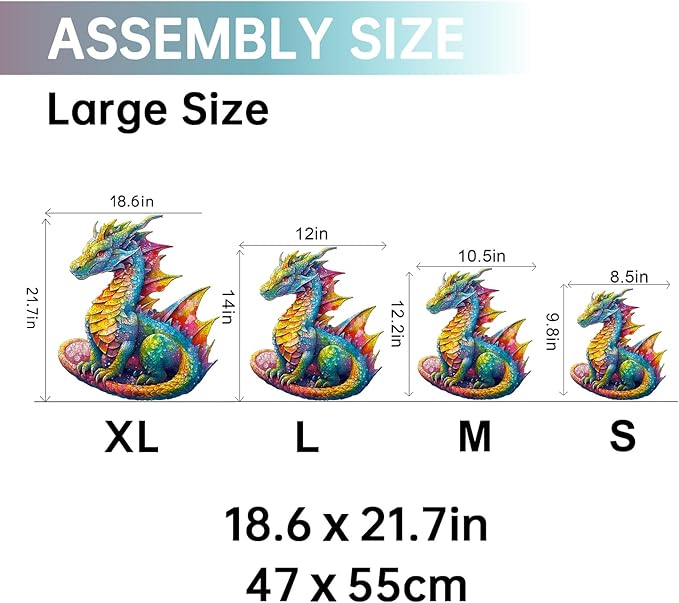 Jigfoxy Wooden Puzzles for Adults, Dragon Wood Puzzles Adult, Unique Animal Shape Wooden Jigsaw Puzzles for Adults, Birthday Gifts for Puzzle Lovers, Family, Friend (S-9.8 * 8.5in-100pcs)