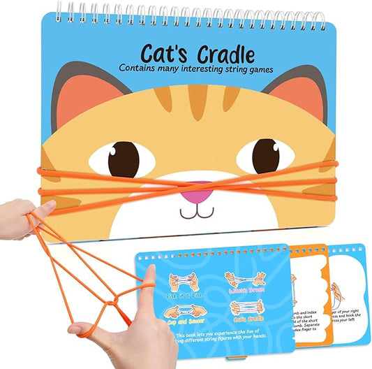 Cat’s Cradle String Game Book with String,Classic String Games with Step-by-Step Instructions,Cats Cradle Book,Fine Motor Skills Toys,Gifts for Kids 6-12 Year Old,Girl Boy Gift，Kids Books