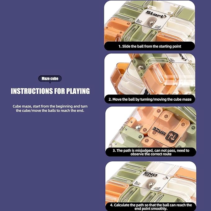 Puzzle Maze Cube, Large 3D Labyrinth Cube Game - Engaging Brain Teaser Toy, Puzzle Maze Ball Fidget Toy for Adults & Kids, Sensory Toys for Logic Development & Anxiety Relief (2PCS)