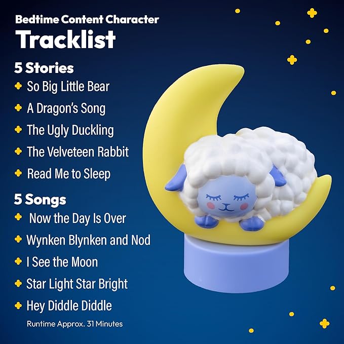 Bedtime Figurine Cartridge – Projects 5 Soothing Stories and 5 Bedtime Songs, Over 30 Minutes of Audio Content | Gift and Toy for Ages 3+