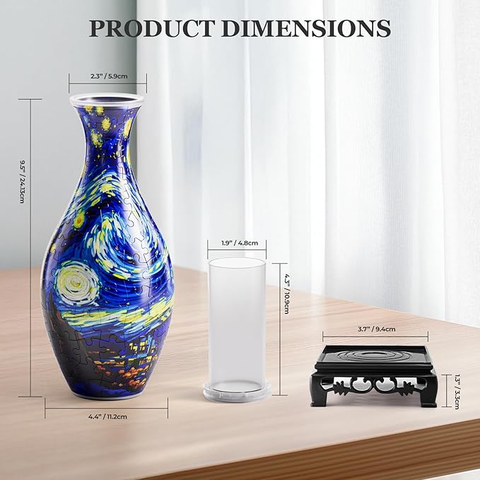 160 Pieces 3D Puzzle Vase - Starry Night Pattern, DIY Stereo Puzzles for Adults & Kids, Home Decoration Vase, No Glue Needed
