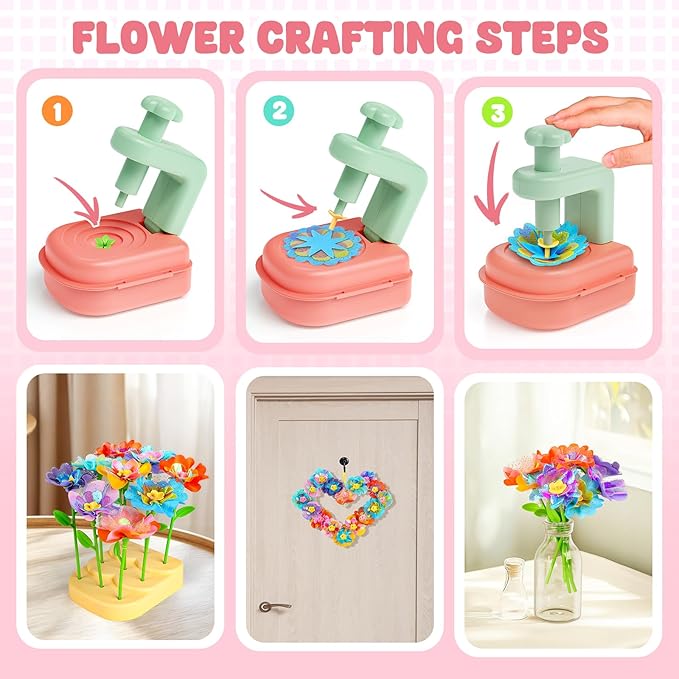 beefunni Flower Bouquet Craft Kit, DIY Arts and Crafts Toys for Kids Ages 4-8, Educational Flower-Making Activity Toy Set for Toddler and Kids, Birthday Gift for 4 5 6 7 8+ Year Old Girls and Boys
