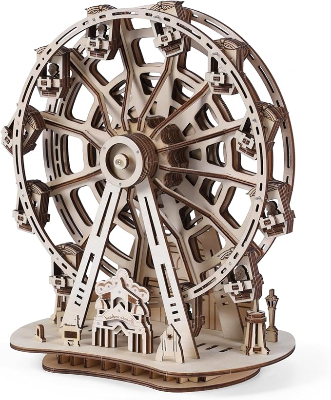 3D Wooden Puzzles for Adults, 242 PCS 3D Puzzles for Adults- Brain Teaser Wooden Puzzles for Father/Son, Gifts for Fathe/Son, Decompression 3D Puzzle Wood Models Kits (3.Ferris Wheel)