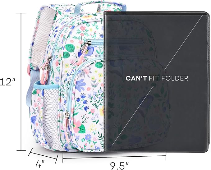 mibasies Toddler Backpack for Girls 2-4: Preschool Kindergarten Backpack - Cute Kids Backpacks for Girls - Floral Blue