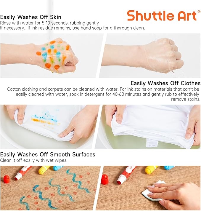 Shuttle Art Shimmer Dot Markers, 15 Glitter Colors Washable Markers for Toddlers,Bingo Daubers Supplies Kids Preschool Children, Non Toxic Water-Based