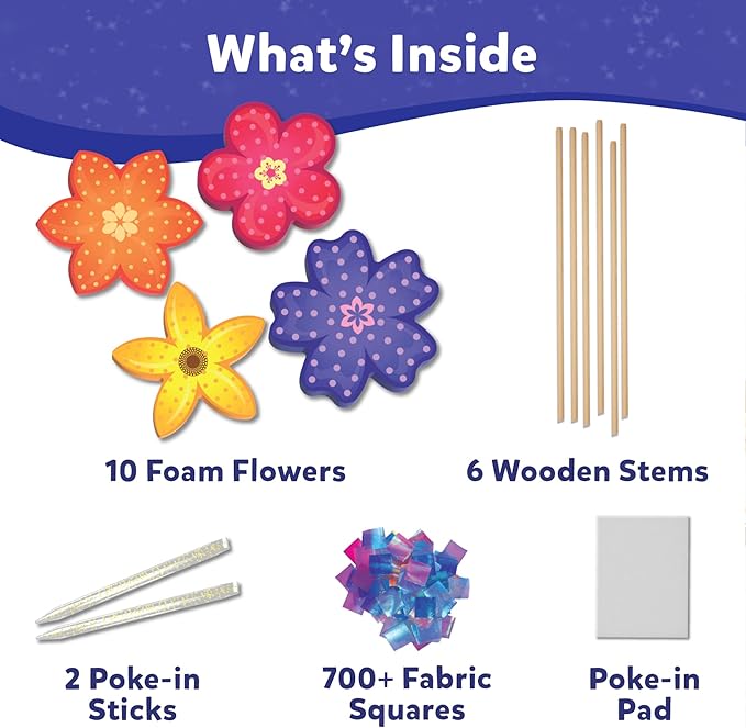 Skillmatics Poke-in Art - Flower Bouquet, Mess-Free Creative Activity, DIY Wood Craft Kits, Gifts for Girls & Boys Ages 4, 5, 6, 7, 8, 9