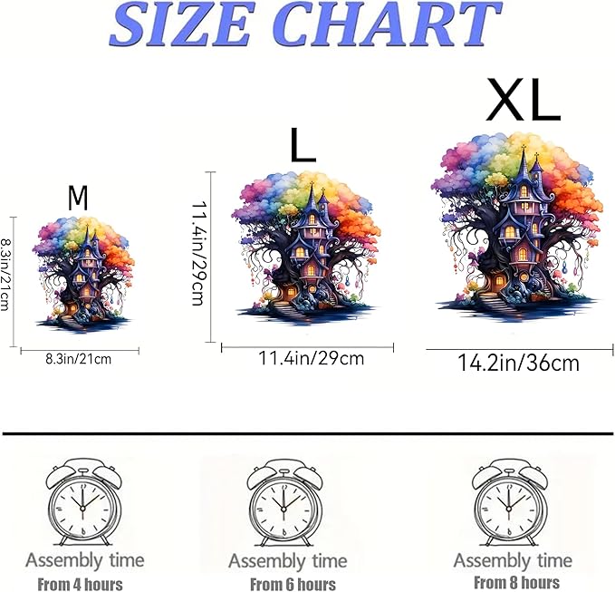 Wooden Puzzles, 135PCS Magical Tree Jigsaw Puzzles, Unique Shaped Wooden Puzzle for Adults and Kids, Family Game(Magical Tree, Medium)