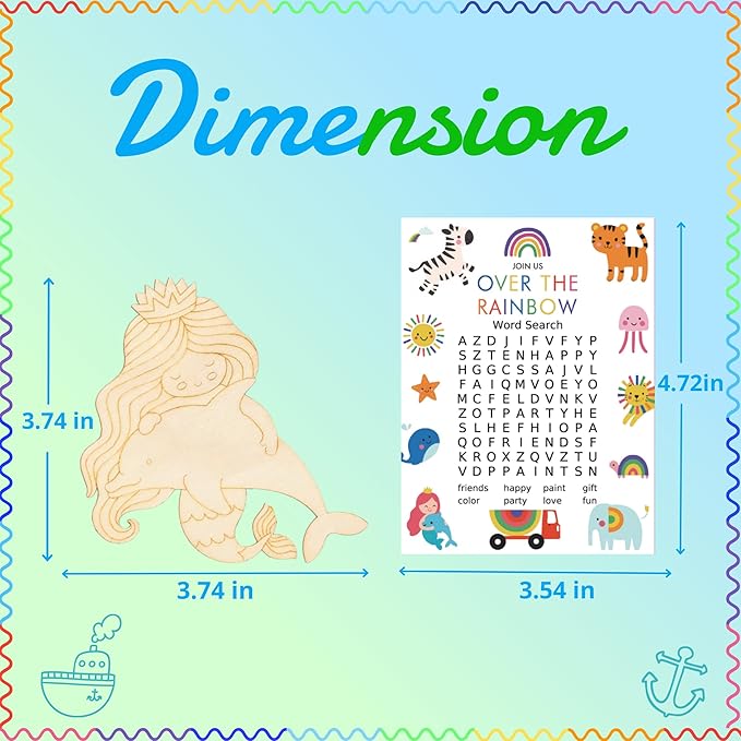 GEECOZYLIFE Animals Wood Crafts - 24 Pcs Safari & Under The Sea Wooden Animal Painting Kits with Word Search Cards - Classroom Birthday Gifts, Goodie Bags & School Rewards Crafts