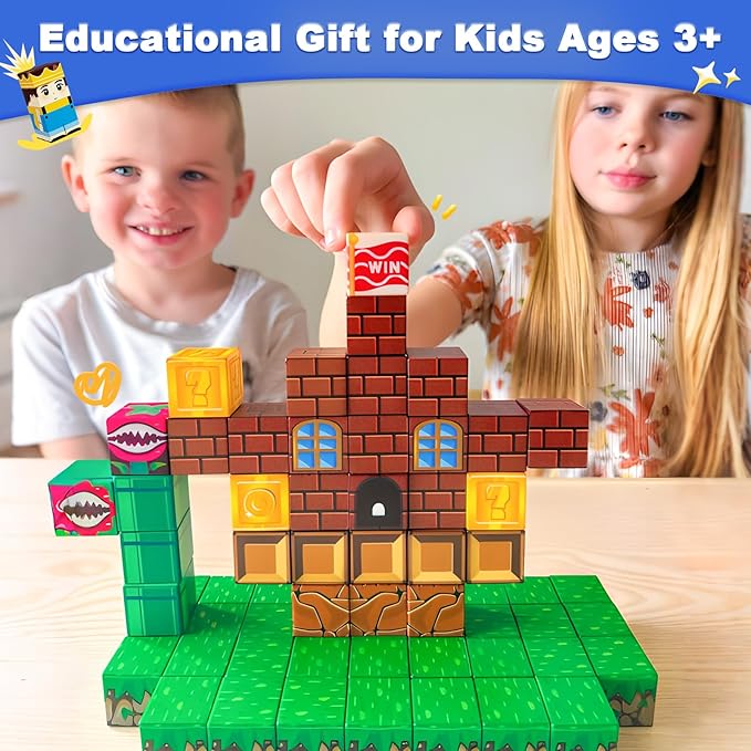 Magnetic Blocks Building Toys - Build Mine Magnet World Set Toddler Kids Sensory Toys for Boys & Girls Ages 3-5 5-7 8-12, 1'' Magnetic Cubes Game Classroom Must Haves Decor School Supplies