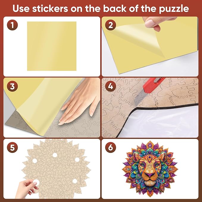 Lion Wooden Puzzles for Adults 200 Pieces,Unique Irregular Shape Mandala Wooden Jigsaw Puzzles for Adults and Kids,Creative Gift,Extra Thick 5MM,11.2x11.1 Inch