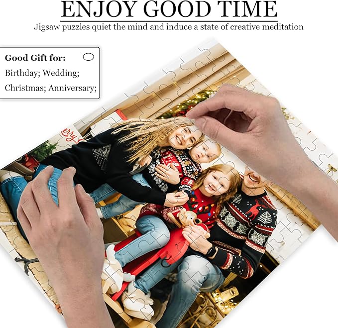 Custom Puzzle 120/200/300/500/1000/1500 Pieces, Personalized Puzzle from Your Own Photos, Customized Picture Jigsaw Puzzle Gift for Christmas Wedding Birthday Family