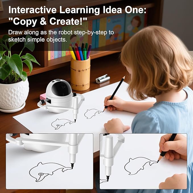 Drawing Robot for Kids Educational Toys, Robot Toys Creative Drawing Learning Kit with 150 Word Cards, Gift for Girls and Boys 4 5 6 7 8 Years Old