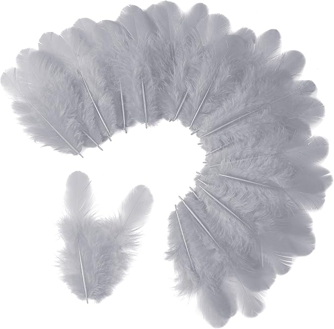 Soarer 300pcs Grey Feathers for Crafts - 3-5inch Craft Feathers Bulk for Wedding Home Party, Dream Catcher Supplies and DIY Crafts(Grey)