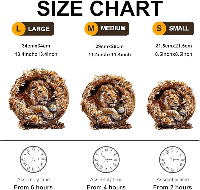 Wooden Puzzle for Adults,300PCS 3D Visual Effect Lion Unique Shape Advanced Wood Puzzle for Adults,Holiday Birthday Gift,Craft kit Home Decoration