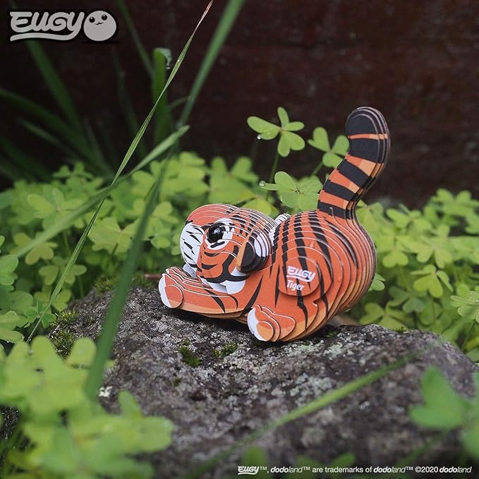 Eugy Tiger 3D Puzzle - 34 Piece Eco-Friendly Educational Toy Puzzle for Boys, Girls & Kids Ages 6+