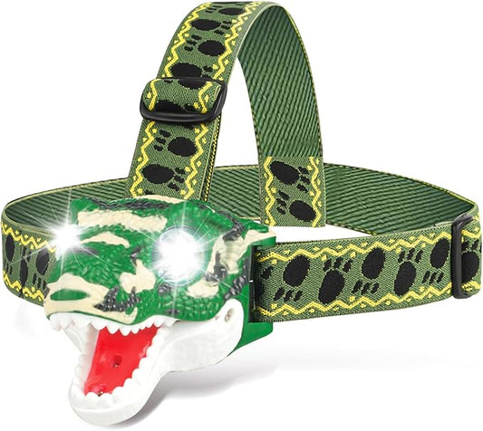 Dinosaur Headlamp for Kids Flashlight T-Rex LED Headlights Outdoor Toys Camping Essentials Gift for Boys Girls ages 3 4 5 6 7 8 9 10+ Years Old Toddlers Birthday Easter Halloween Christamas toy