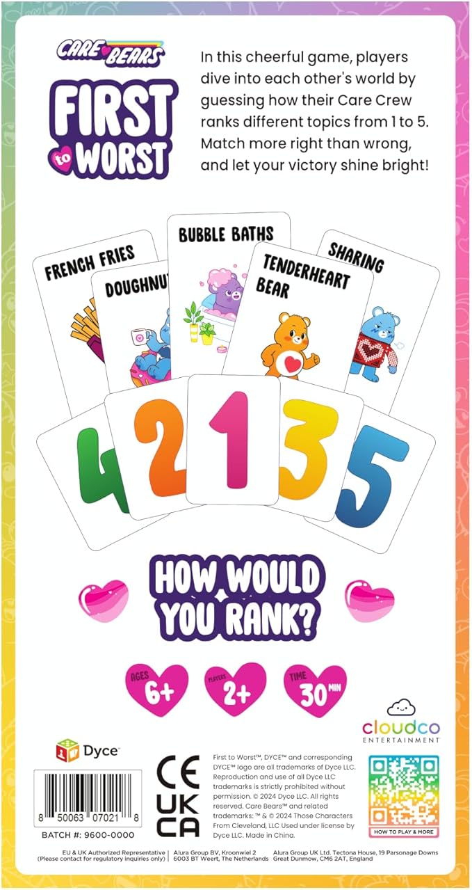 Care Bears Family Party Game - The Card Game About How Your Friends & Family Rank Things - for Kids, Tweens, Teens, Families, Kidult, Groups and Fun Parties with Polarizing Priorities