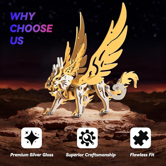 3D Metal Puzzles,3D Metal Puzzle for Adults,Mechanical Model Kit Tian Meng Gold,Steel 3D Puzzles Stainless Steel Ornaments for Adults Home Decor Art Craft Gifts Toys.