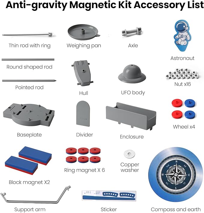 12-in-1 Anti Gravity Magnetic Levitation Science Kit Toy for Adolescent,Educational Physics Magnet Toys Gift for Kids Boys Girls Ages 8+