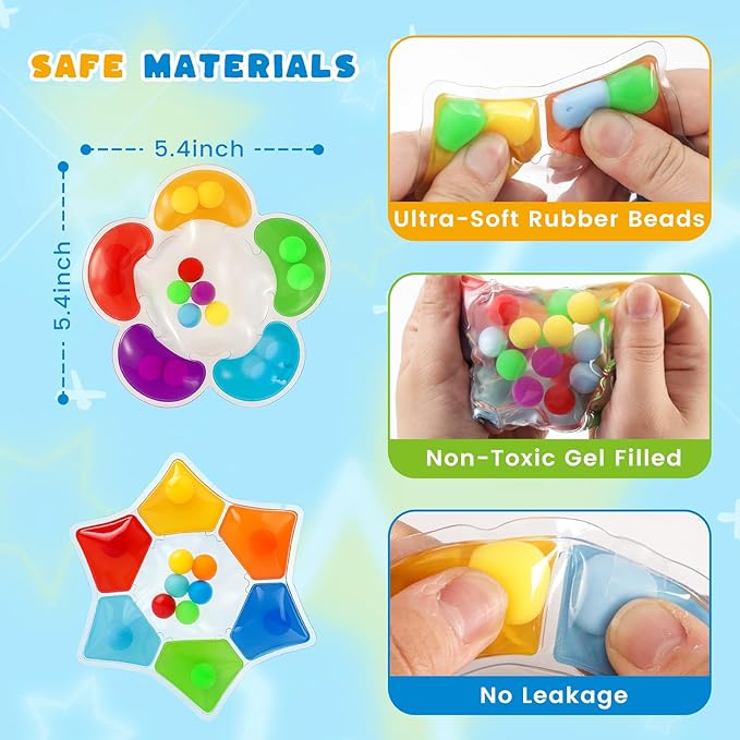 LovesTown 6PCS Color Sorting Toys, Matching Games for Toddlers Different Shapes Sensory Fidget Toys for Kids with Autism Airplane Travel Birthday Christmas Classroom Rewards