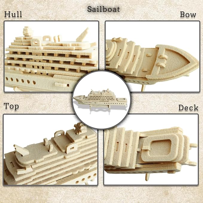 3D Puzzle for Kids, Felt Luxury Cruise Ship Three-Dimensional Puzzle, DIY Children's Ship Model kit, can be Used as Desktop Decoration, give Children an Excellent Toy Birthday Gift