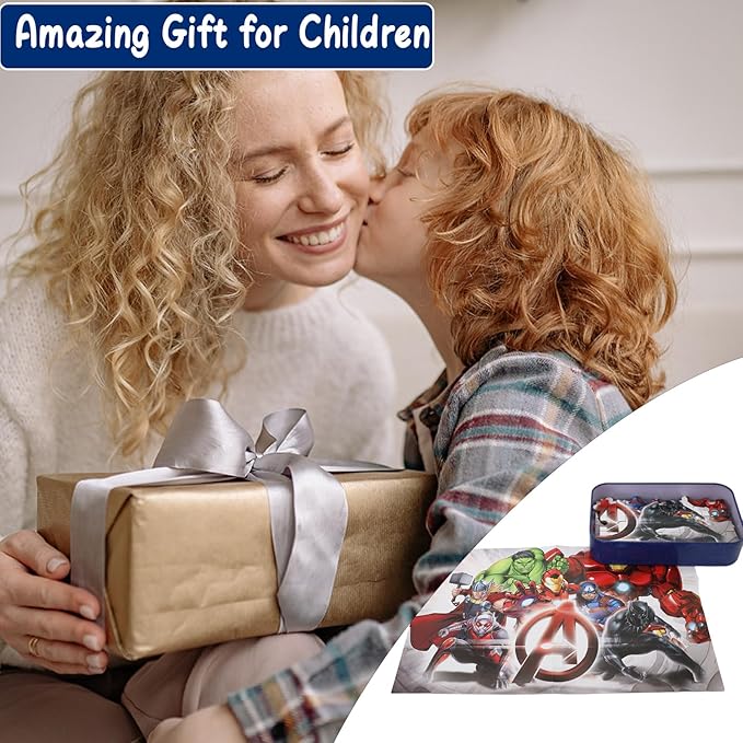 Jigsaw Puzzles for Kids Ages 4-8 in Reusable Metal Box,60 Pieces Puzzle Toys for Children Girls & Boys,Learning Educational Kids Puzzles Toys Preschool Puzzles (0682)