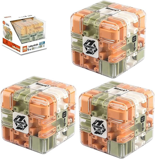 Large Labyrinth 3D Puzzle Maze Cube Engaging Brain Teaser Toy High Difficulty Puzzle Maze Ball for Stress Relief & Logic Development IQ Mind Challenge Puzzles Box Educational Focus Game(3PCS)