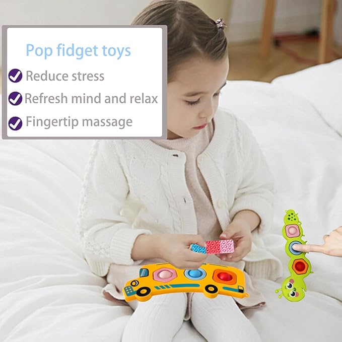 7Pc Fidget Popper Toys for Kids Sensory Strips Sensory Push and Popping Bubbles Montessori Busy Toy, Textured Suction Sensory Toys for with Autism, Pop for Classroom Gifts for Kids