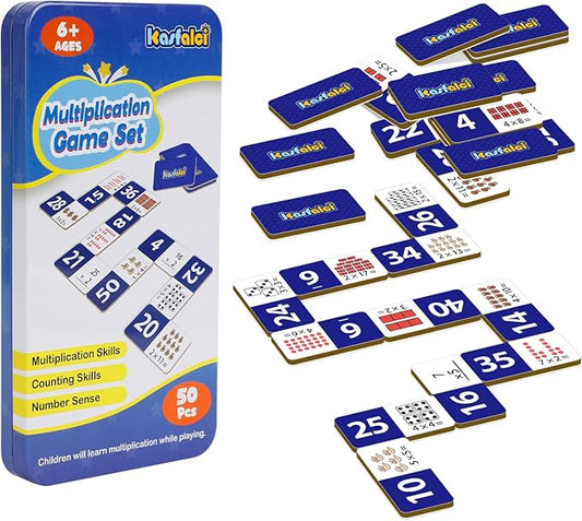 Multiplication Dominoes Set,Math Manipulatives Games for Kids,Counting Toy,Learning Games,Preschool Learning Activities,Homeschool Supplies,Kindergarten Classroom Must Haves,1st 2nd 3rd Grade
