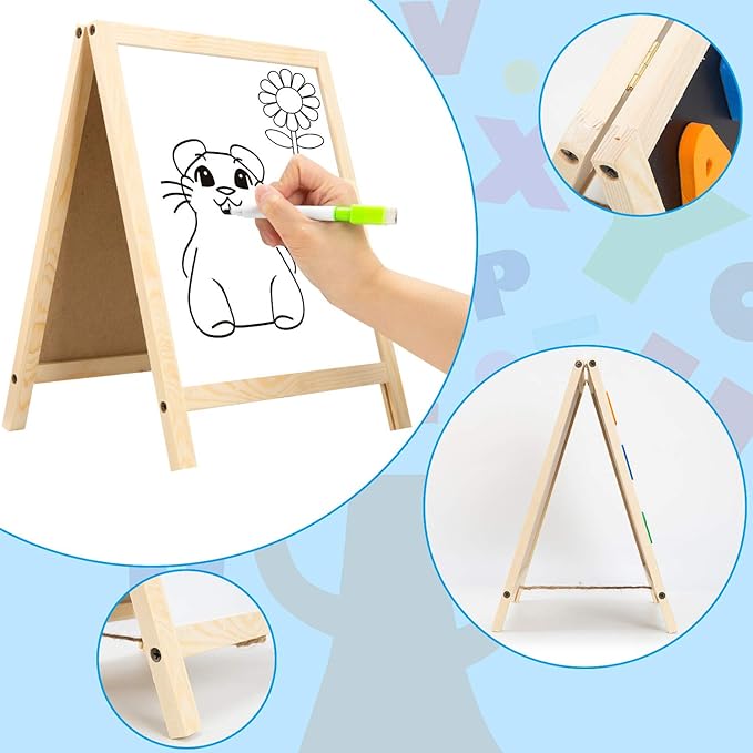 INNOCHEER Magnetic Letters and Numbers for Toddlers, Magnetic Board for Kids, ABC Alphabet Magnets, Educational Dry Erase Board - Whiteboard & Chalkboard for Toddlers Writing & Drawing Kids Toys