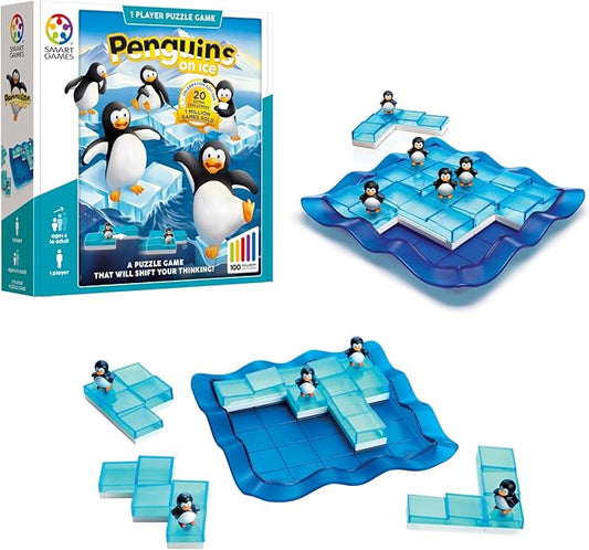 SmartGames Penguins on Ice Cognitive Skill-Building Puzzle Game for Ages 6 - Adult - Now with 100 Challenges!