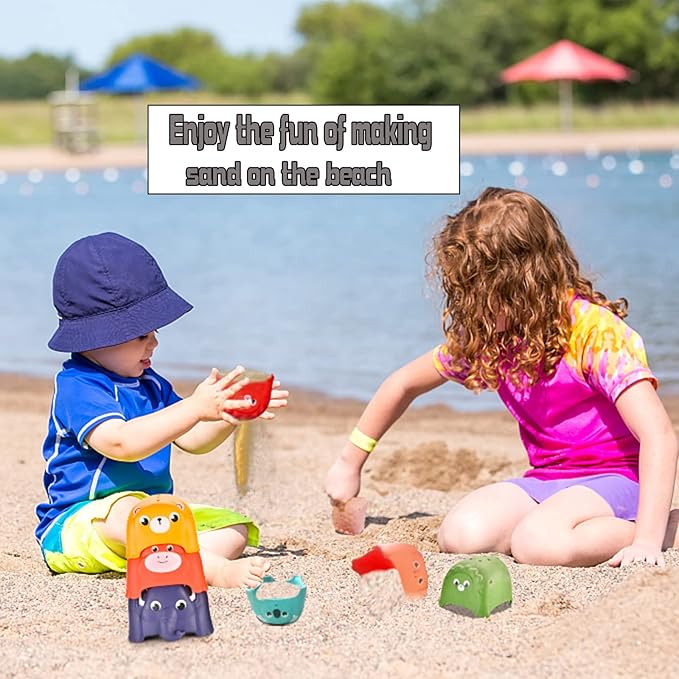 Animal Stacking Cups Bath Toys for Toddlers, 8PCS Nesting Cups Set for Boys & Girls 1-3, Montessori Toys for Toddlers 6-12 Months Play for Indoor/Outdoor/Bathtub/Beach