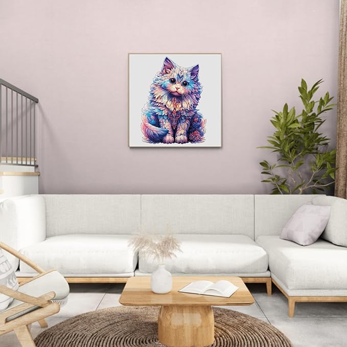 Wooden Puzzles for Adults - Ragdoll Cat Puzzle Wood Puzzles Adult - Wooden Jigsaw Puzzles Unique Animal Shape Relax Puzzles (M - 8.6 * 11.4in)